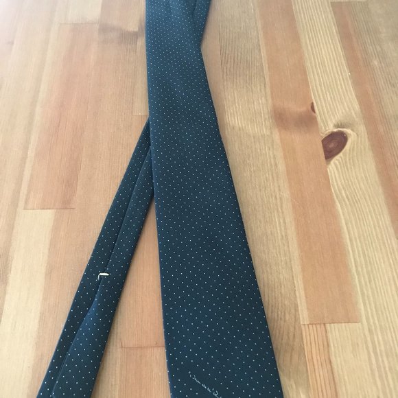 Oscar de la Renta Men's Classic Blue/White Small Polka Dot Tie - Picture 2 of 3